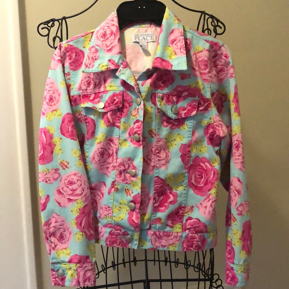 Children’s Place Bright Floral Denim Style Jacket